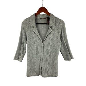 Heather B Womens Cable Knit Cardigan Sweater S